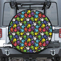 Colorful Weed Leaf Pattern Print Tire Cover