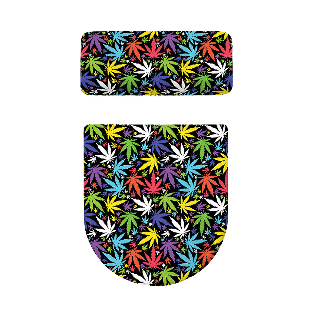 Colorful Weed Leaf Pattern Print Toilet Lid And Tank Cover Set