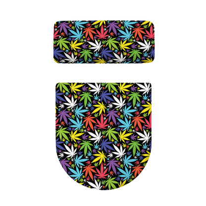 Colorful Weed Leaf Pattern Print Toilet Lid And Tank Cover Set