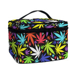 Colorful Weed Leaf Pattern Print Travel Makeup Bag