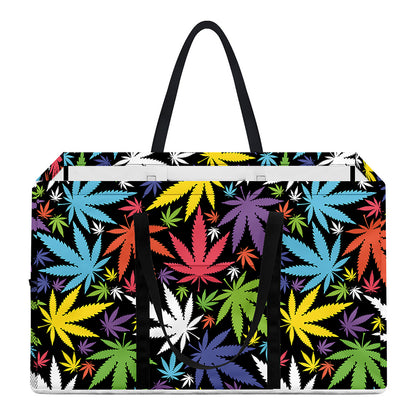 Colorful Weed Leaf Pattern Print Utility Tote Bag