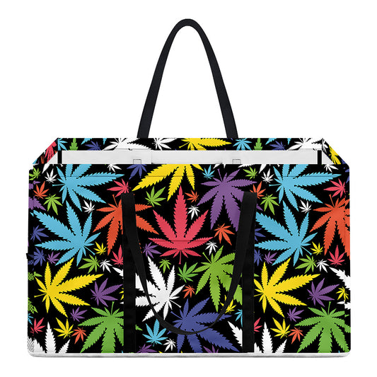 Colorful Weed Leaf Pattern Print Utility Tote Bag