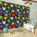 Colorful Weed Leaf Pattern Print Wall Sticker