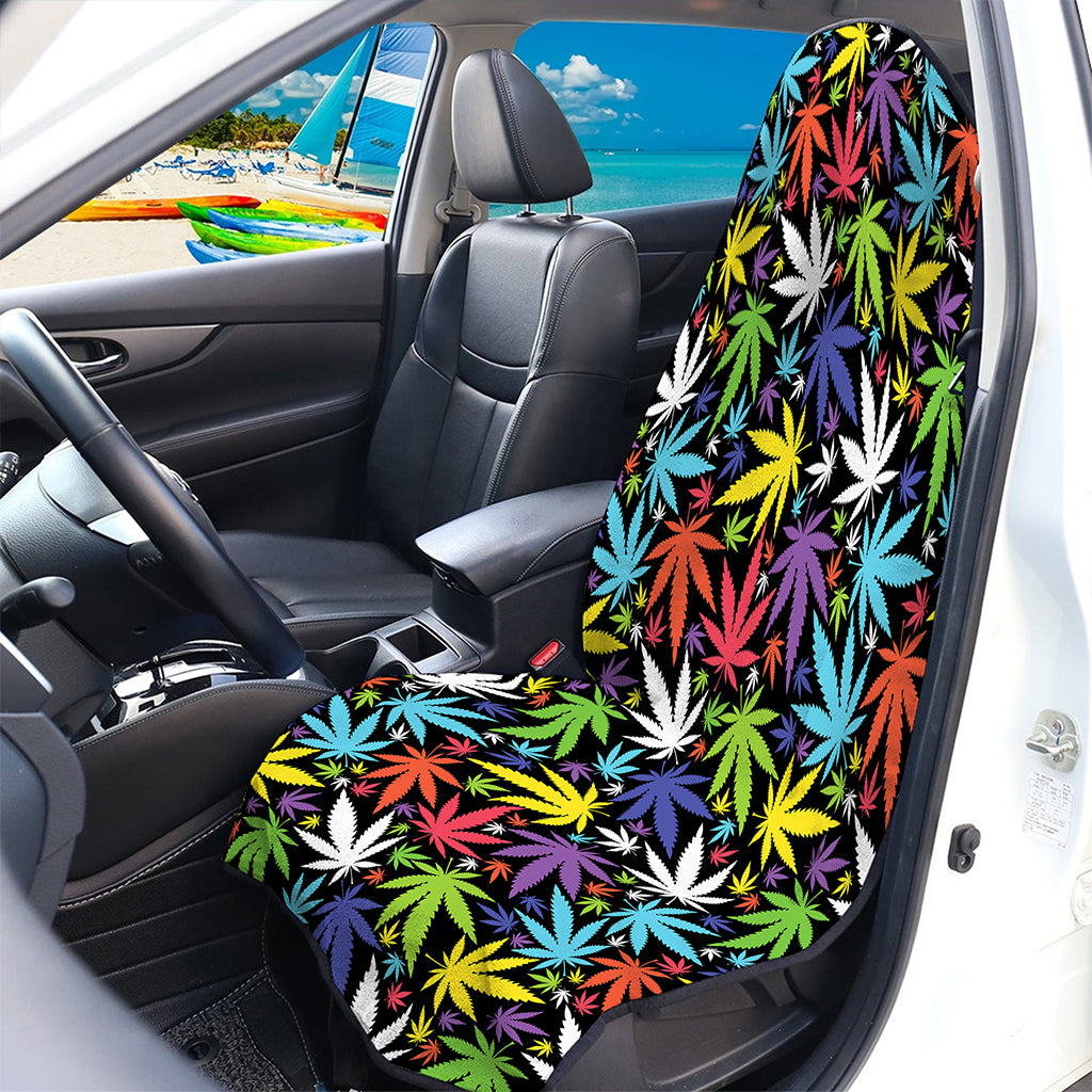 Colorful Weed Leaf Pattern Print Waterproof Car Seat Cover