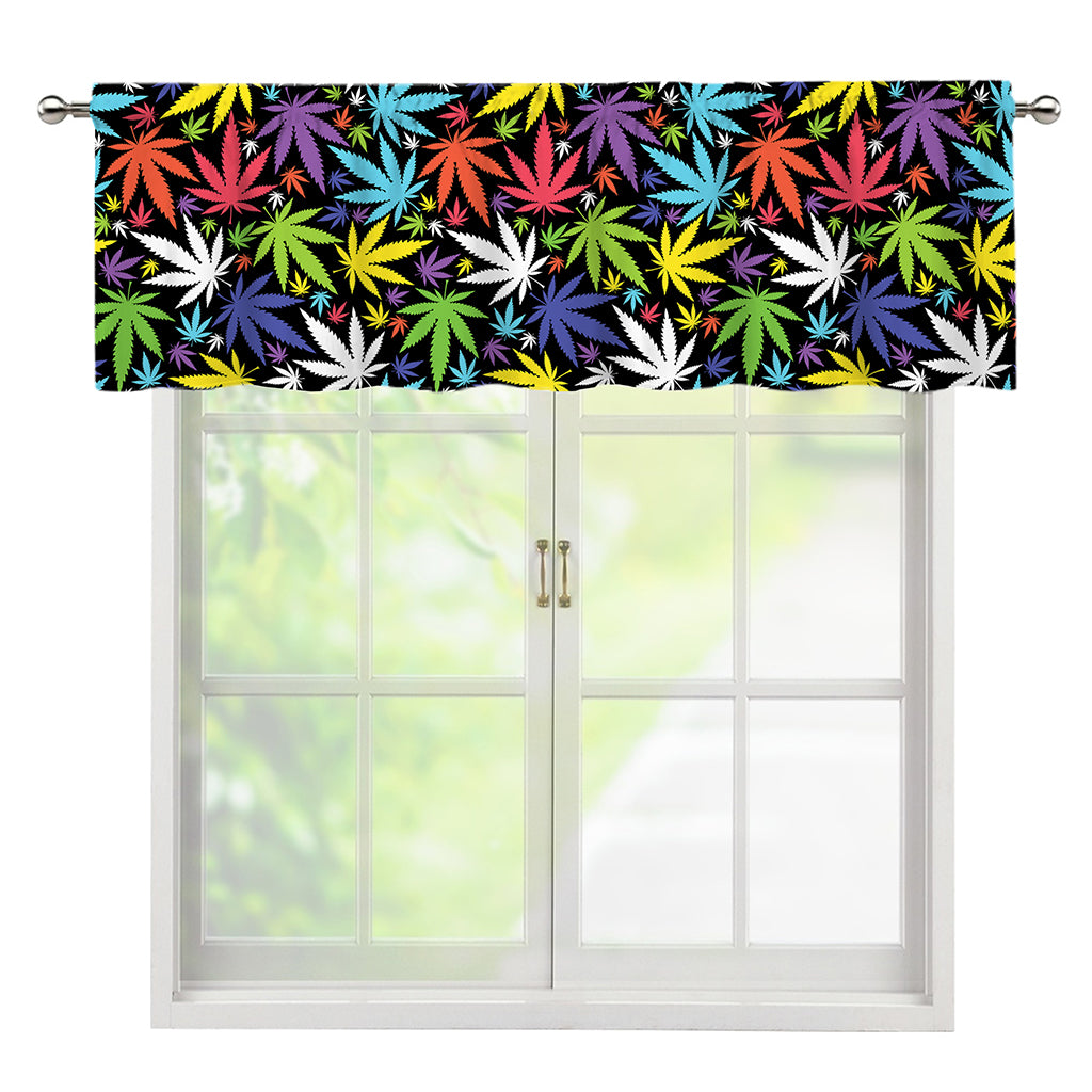 Colorful Weed Leaf Pattern Print Window Valance