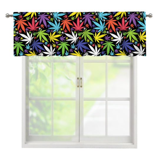Colorful Weed Leaf Pattern Print Window Valance