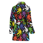 Colorful Weed Leaf Pattern Print Women's Bathrobe