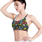 Colorful Weed Leaf Pattern Print Women's Sports Bra