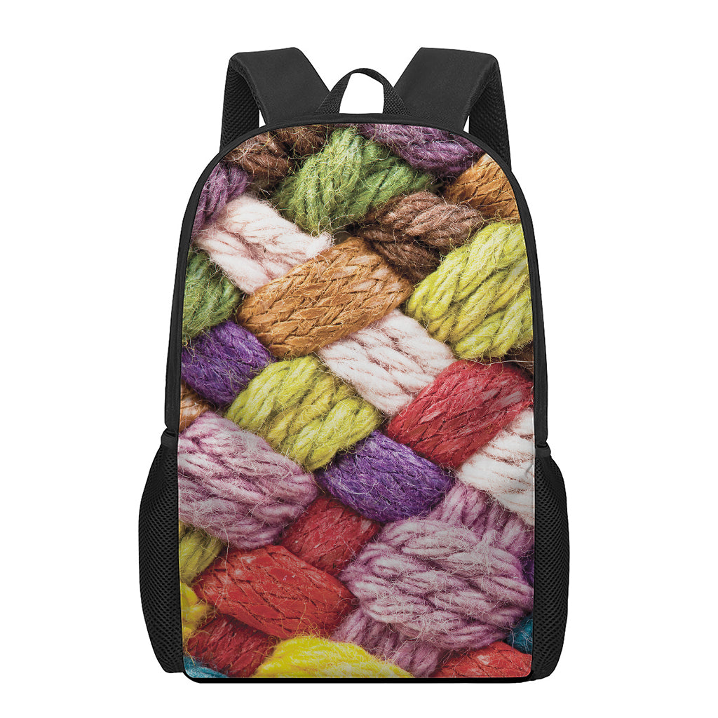 Colorful Wool Yarns Print 17 Inch Backpack
