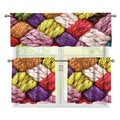 Colorful Wool Yarns Print 3 Piece Kitchen Curtains