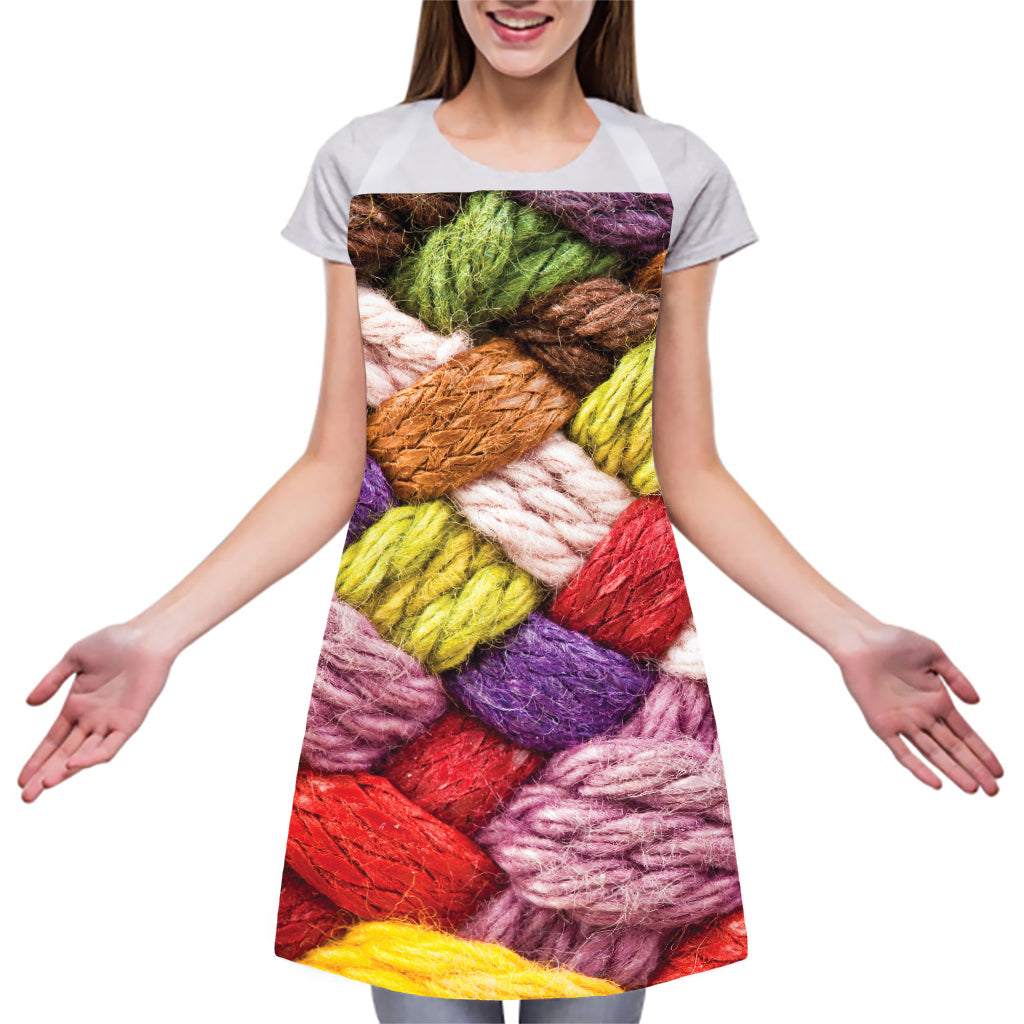 Colorful Wool Yarns Print Adjustable Apron