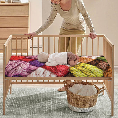 Colorful Wool Yarns Print Baby Crib Sheet