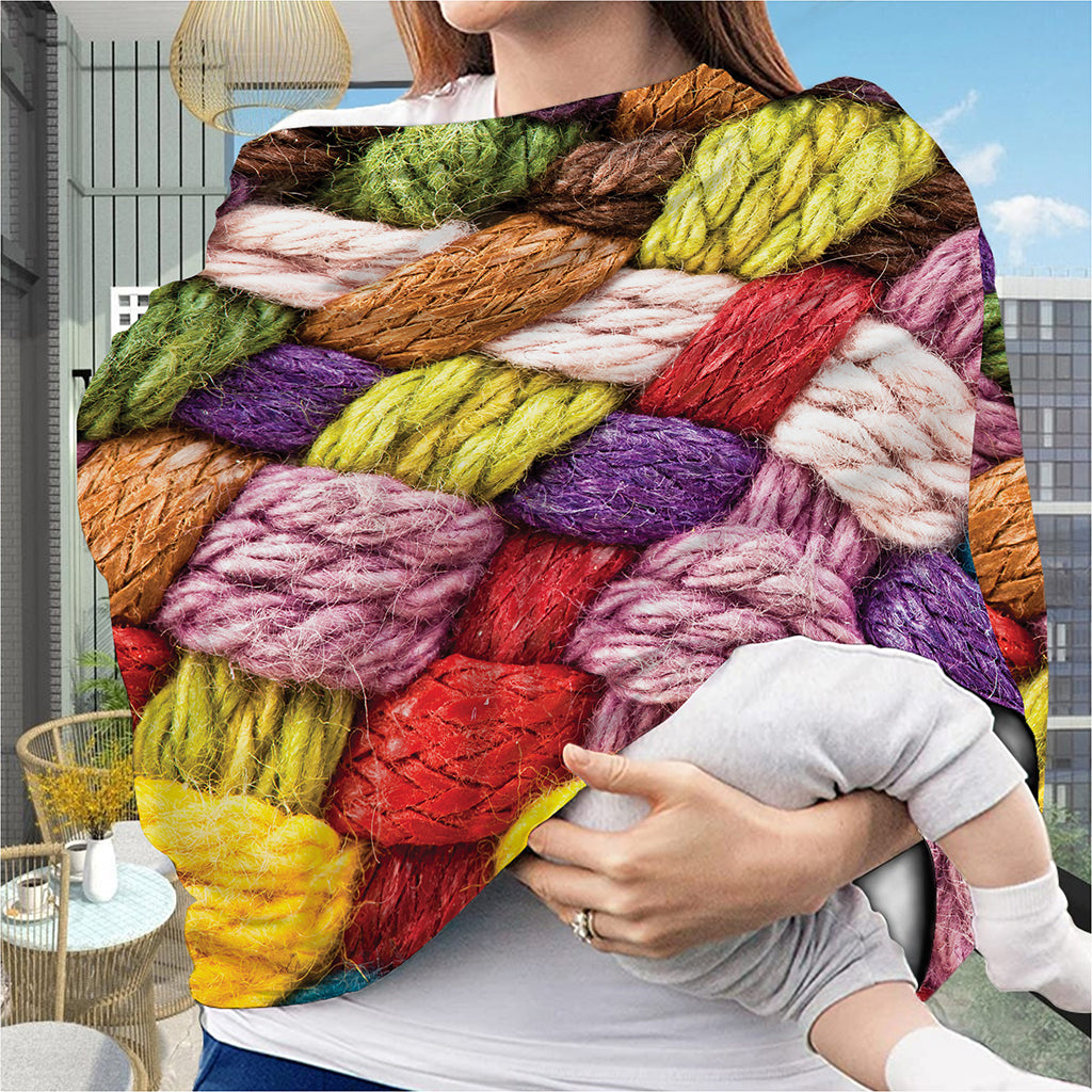 Colorful Wool Yarns Print Baby Seat Cover