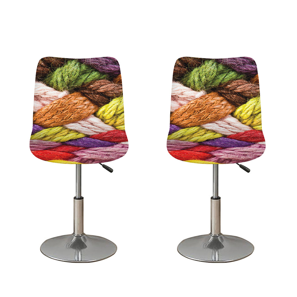 Colorful Wool Yarns Print Bar Stool Covers