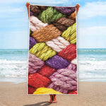 Colorful Wool Yarns Print Beach Towel
