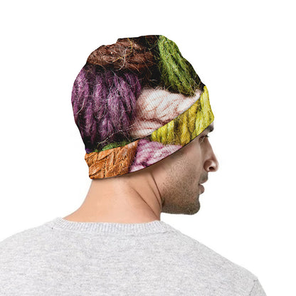 Colorful Wool Yarns Print Beanie