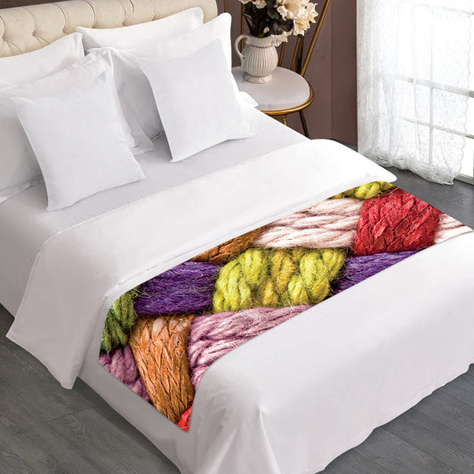 Colorful Wool Yarns Print Bed Runner