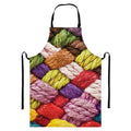 Colorful Wool Yarns Print Bib Apron With Pocket