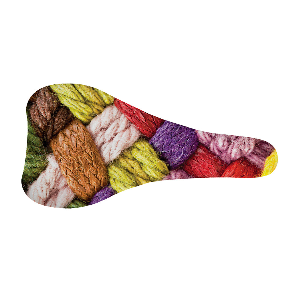 Colorful Wool Yarns Print Bicycle Seat Cover