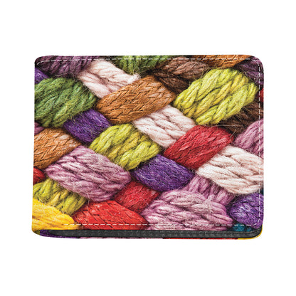 Colorful Wool Yarns Print Bifold Wallet