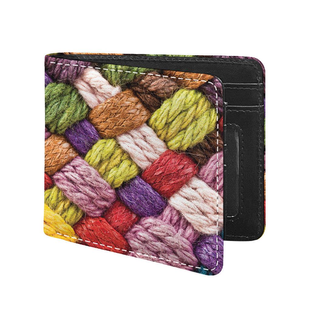 Colorful Wool Yarns Print Bifold Wallet