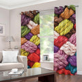 Colorful Wool Yarns Print Dimout Grommet Curtains