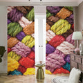 Colorful Wool Yarns Print Dimout Pencil Pleat Curtains