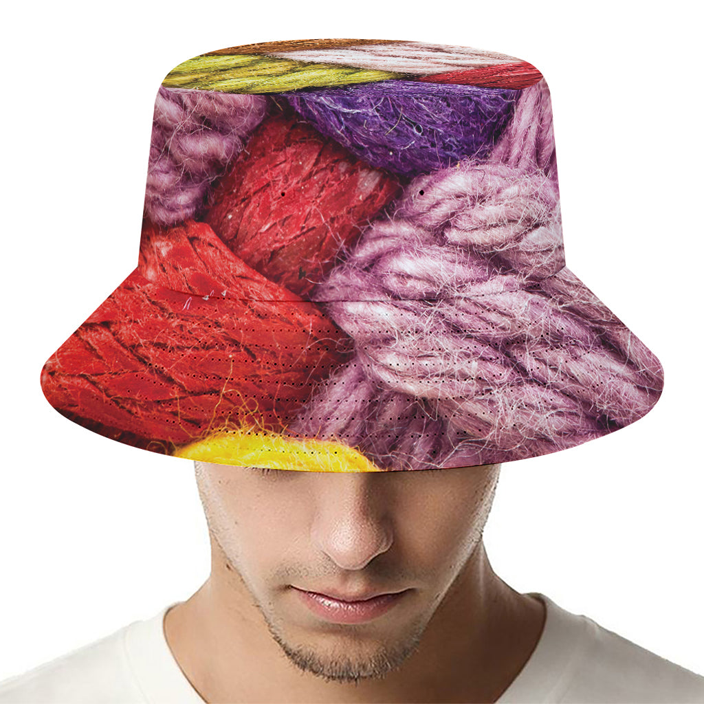 Colorful Wool Yarns Print Bucket Hat