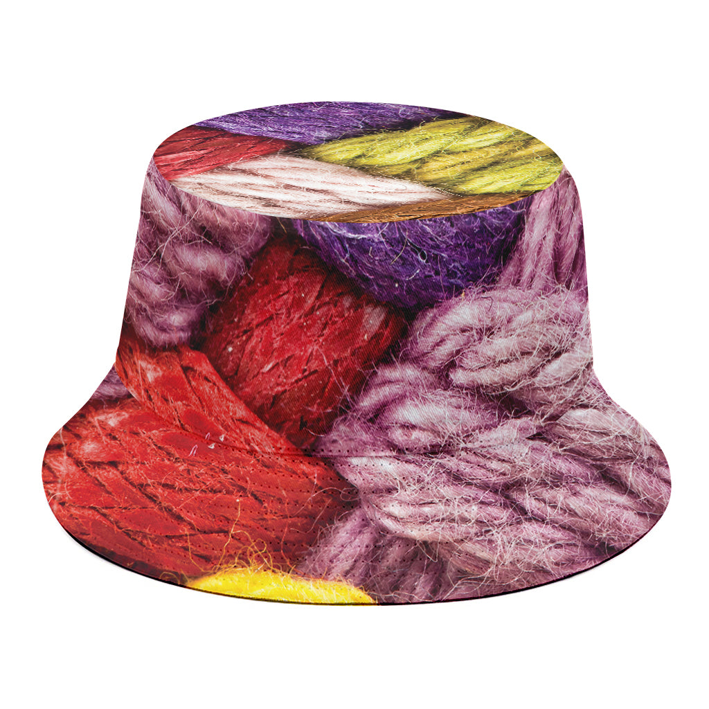 Colorful Wool Yarns Print Bucket Hat