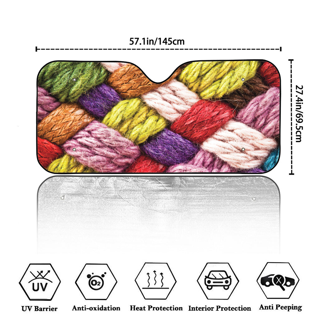Colorful Wool Yarns Print Car Windshield Sun Shade