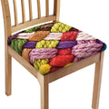 Colorful Wool Yarns Print Chair Cushion Cover