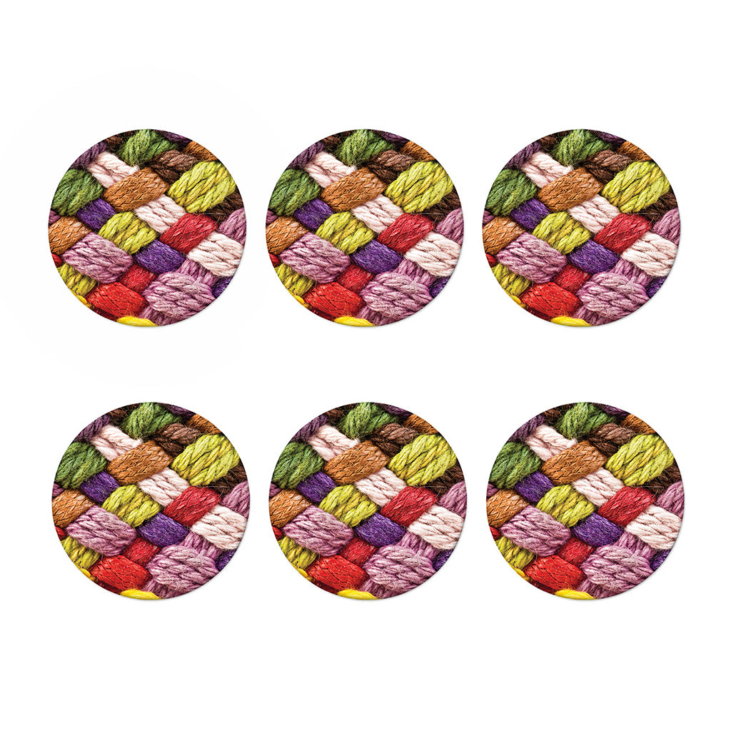 Colorful Wool Yarns Print Coaster Set