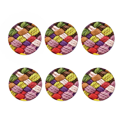 Colorful Wool Yarns Print Coaster Set