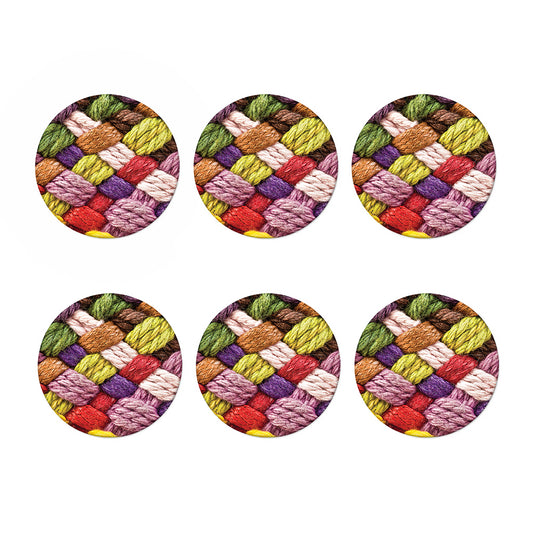 Colorful Wool Yarns Print Coaster Set