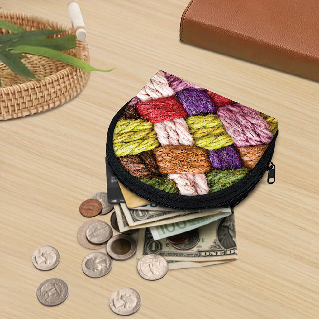 Colorful Wool Yarns Print Coin Purse