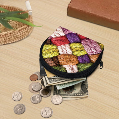 Colorful Wool Yarns Print Coin Purse