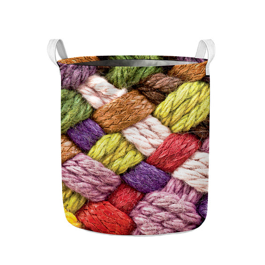 Colorful Wool Yarns Print Collapsible Laundry Basket