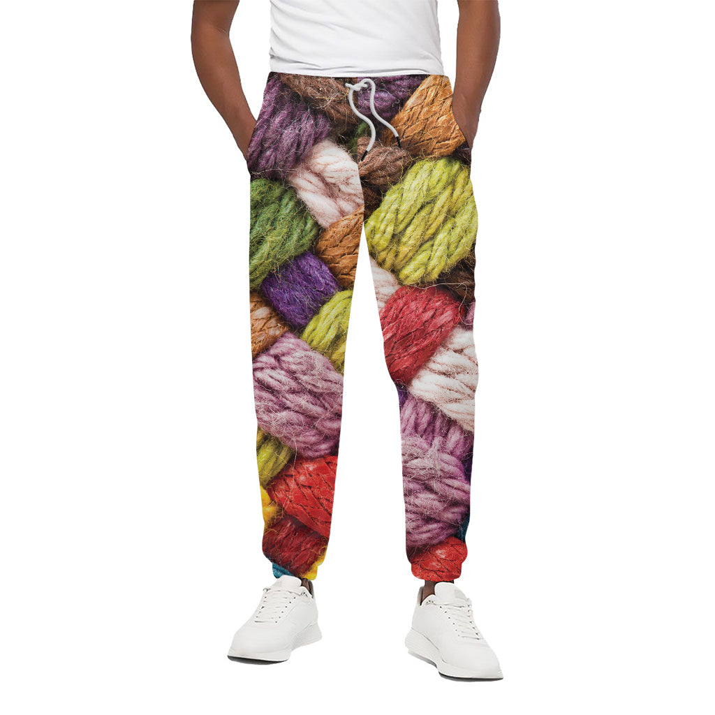 Colorful Wool Yarns Print Cotton Pants