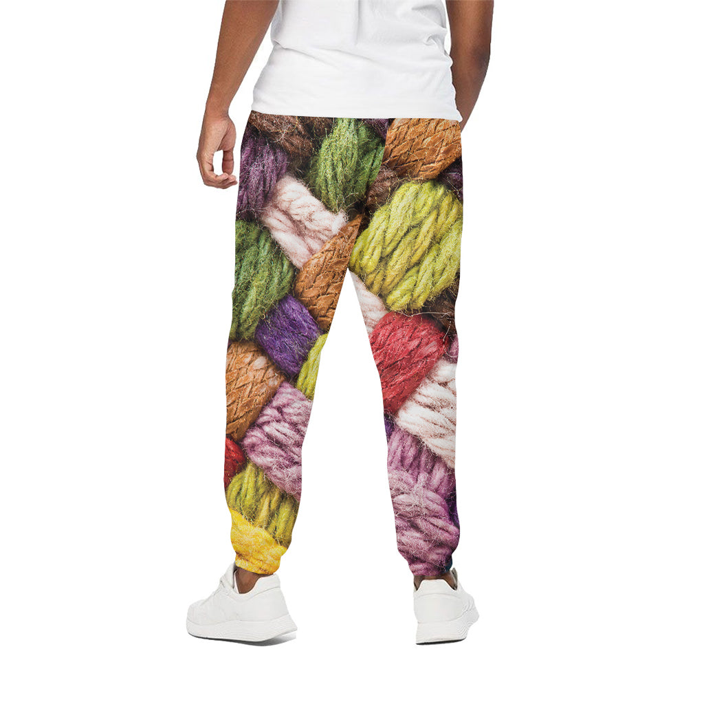Colorful Wool Yarns Print Cotton Pants