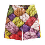Colorful Wool Yarns Print Cotton Shorts