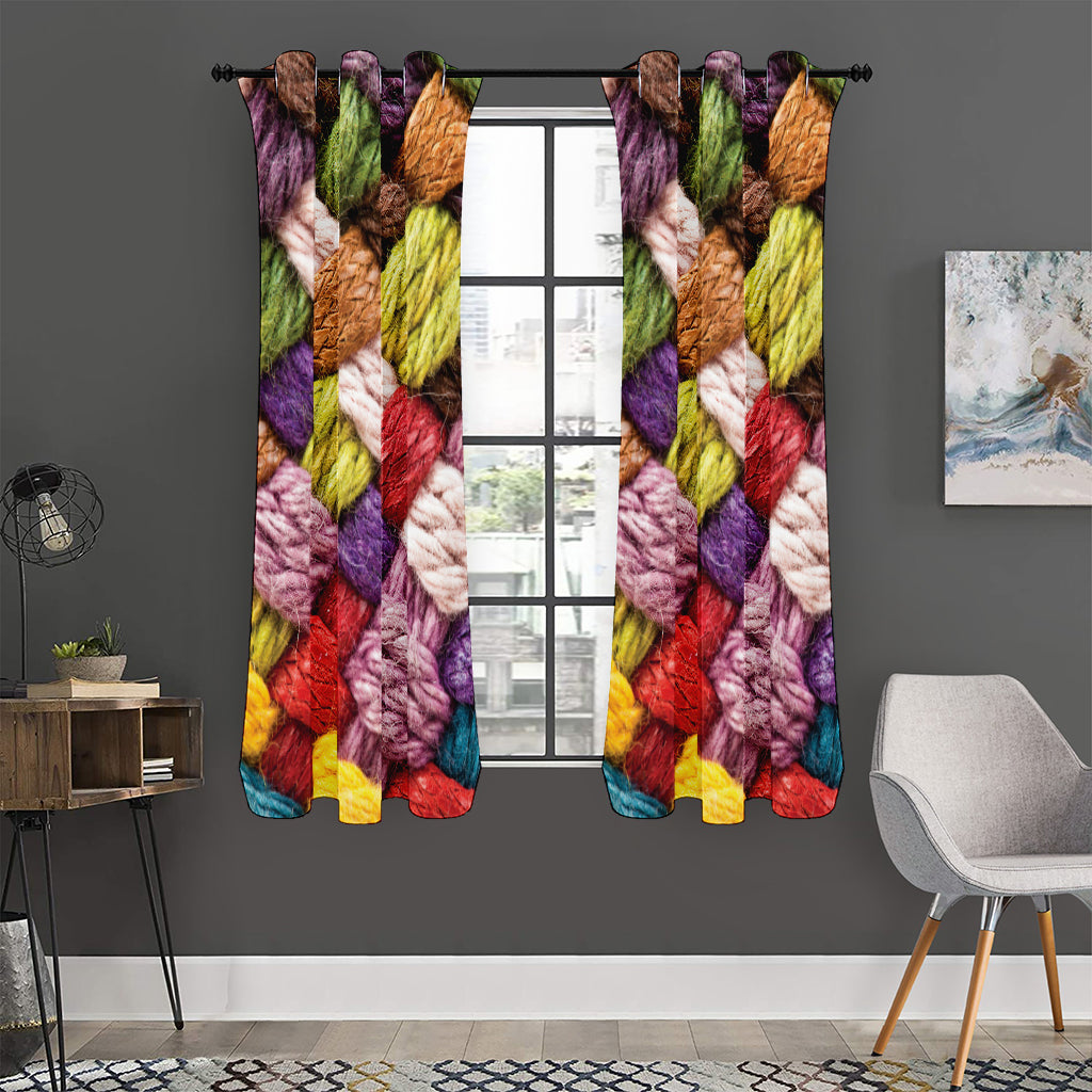 Colorful Wool Yarns Print Curtain
