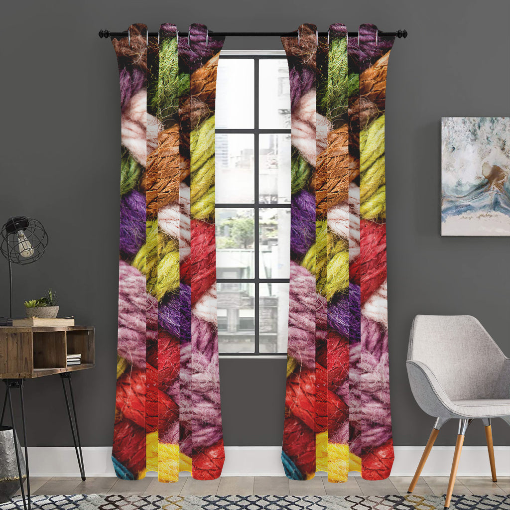 Colorful Wool Yarns Print Curtain