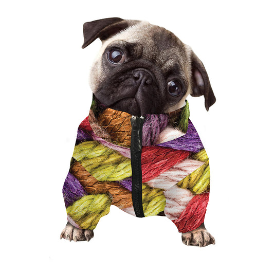 Colorful Wool Yarns Print Dog Zip Up Jacket