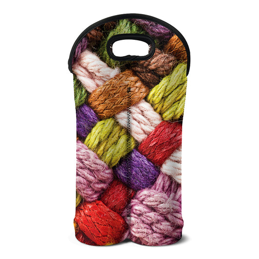 Colorful Wool Yarns Print Double Neoprene Wine Tote