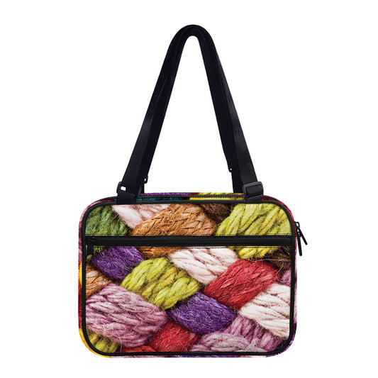 Colorful Wool Yarns Print Double Strap Bible Bag