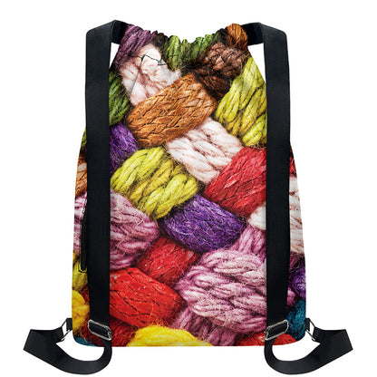 Colorful Wool Yarns Print Drawstring Backpack