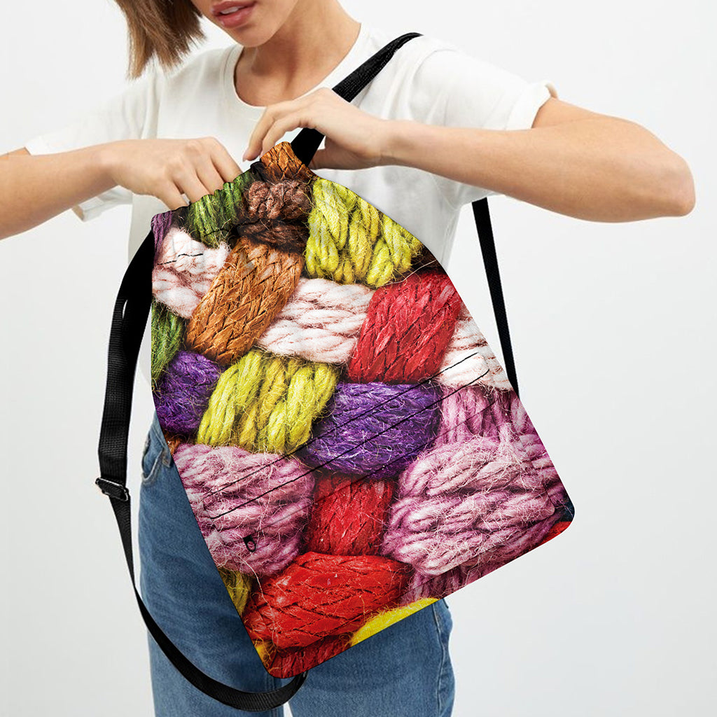Colorful Wool Yarns Print Drawstring Backpack