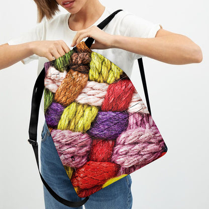 Colorful Wool Yarns Print Drawstring Backpack