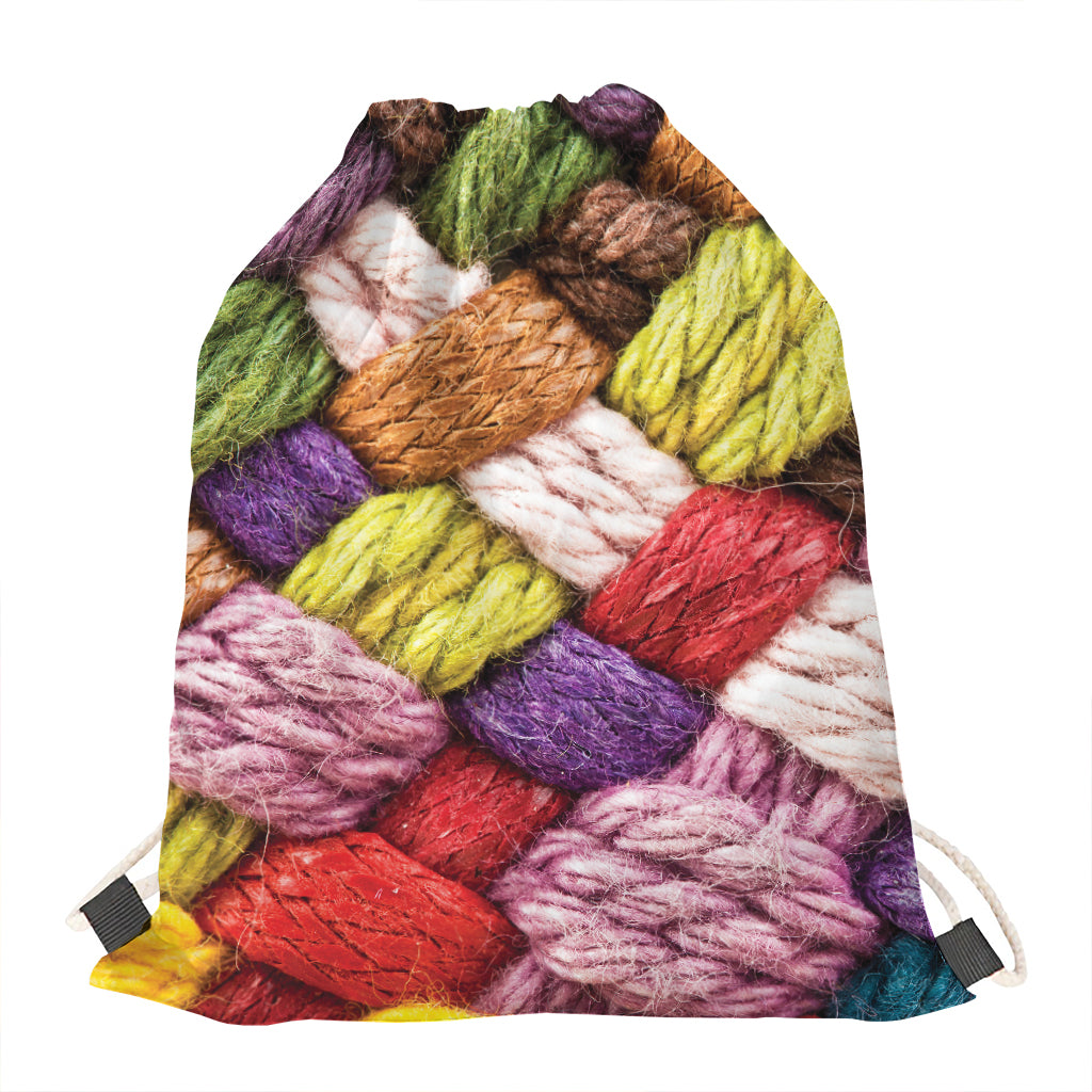Colorful Wool Yarns Print Drawstring Bag