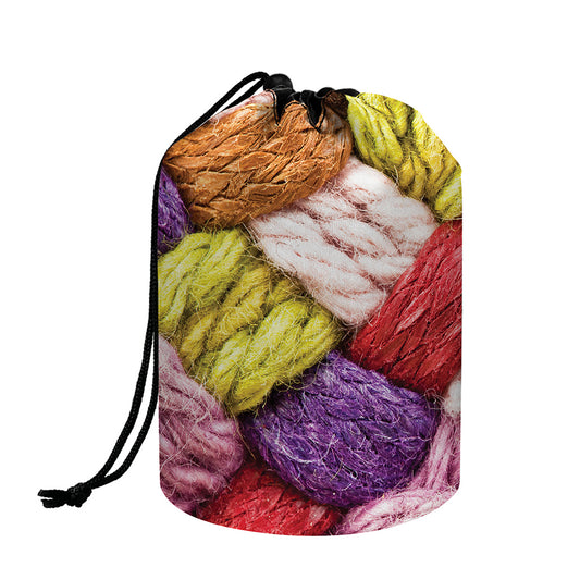 Colorful Wool Yarns Print Drawstring Makeup Bag